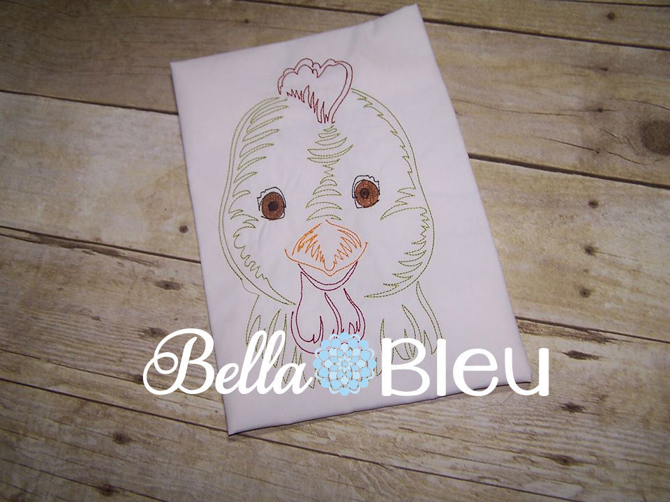Farm Rooster  Machine Embroidery Design Colorwork Redword
