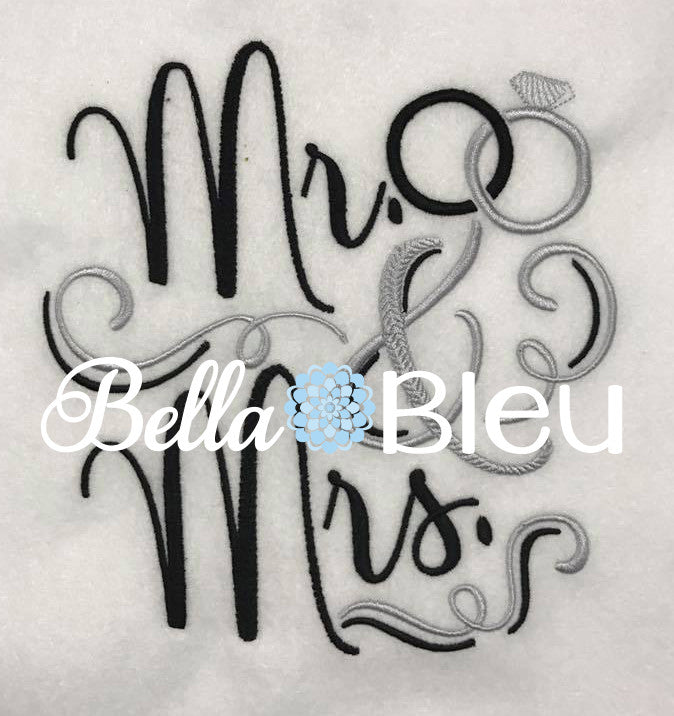 Mr and Mrs Wedding Rings Machine Embroidery Design