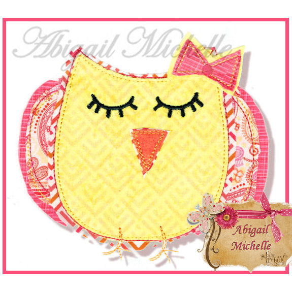Elegant Owls Applique Set, 3 Sizes - Machine Embroidery