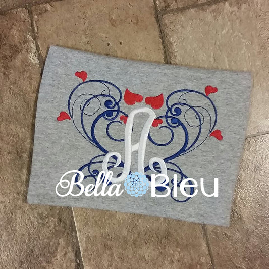 Heart Wreath Monogram Font Machine Embroidery Design