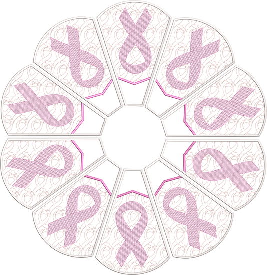 Awareness Ribbon Christmas Tree Skirt In The Hoop 8x12