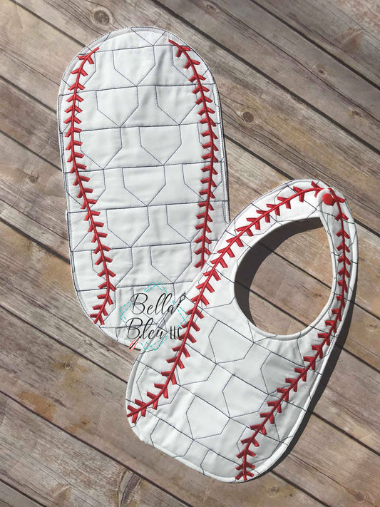 ITH In The hoop Baseball or Softball Burp with home plate stipple quilting machine embroidery design