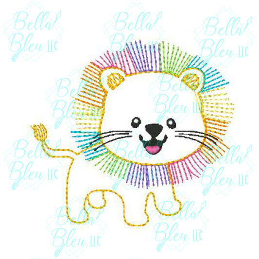 Colorful Redwork Lion