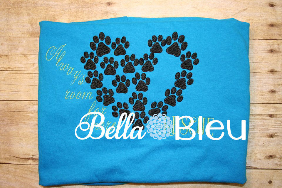 Dog Paw Print Heart Machine filled embroidery design