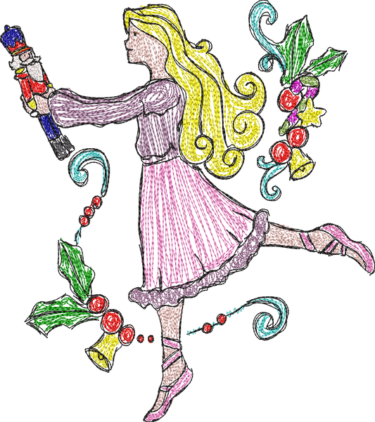 Nutcracker Dancer Scribble Christmas Design
