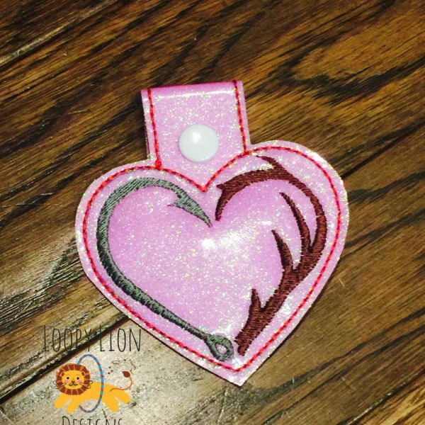 Hunting & Fishing heart Snap Key Fob