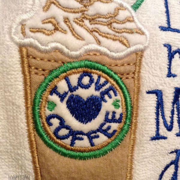 I love Coffee Applique Embroidery Design