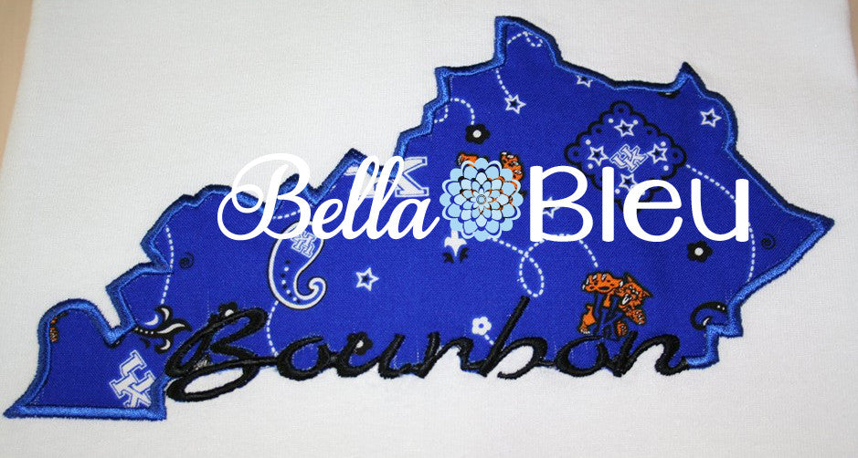 Kentucky State Applique with Bourbon Signature Saying