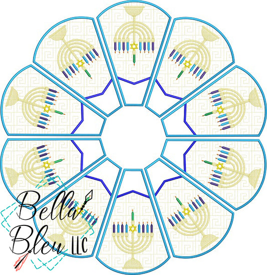Hanukkah Menorah Tree Skirt In The Hoop 8x12