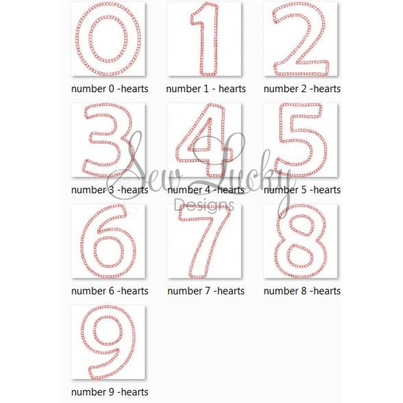 Numbers with Chain Heart Finish
