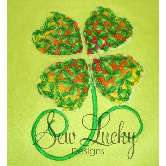 Raggy Four leaf clover bean stitch applique