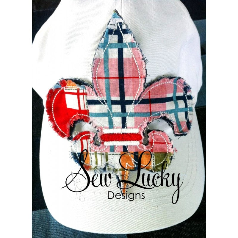 Raggy Fleur de Lis bean stitch applique