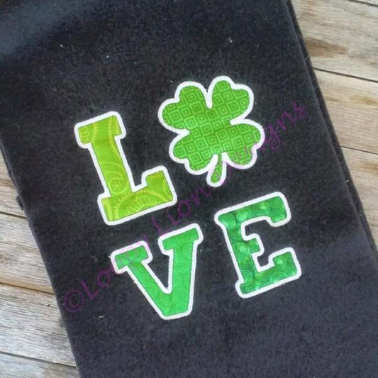 St Patricks Love with Shamrock applique