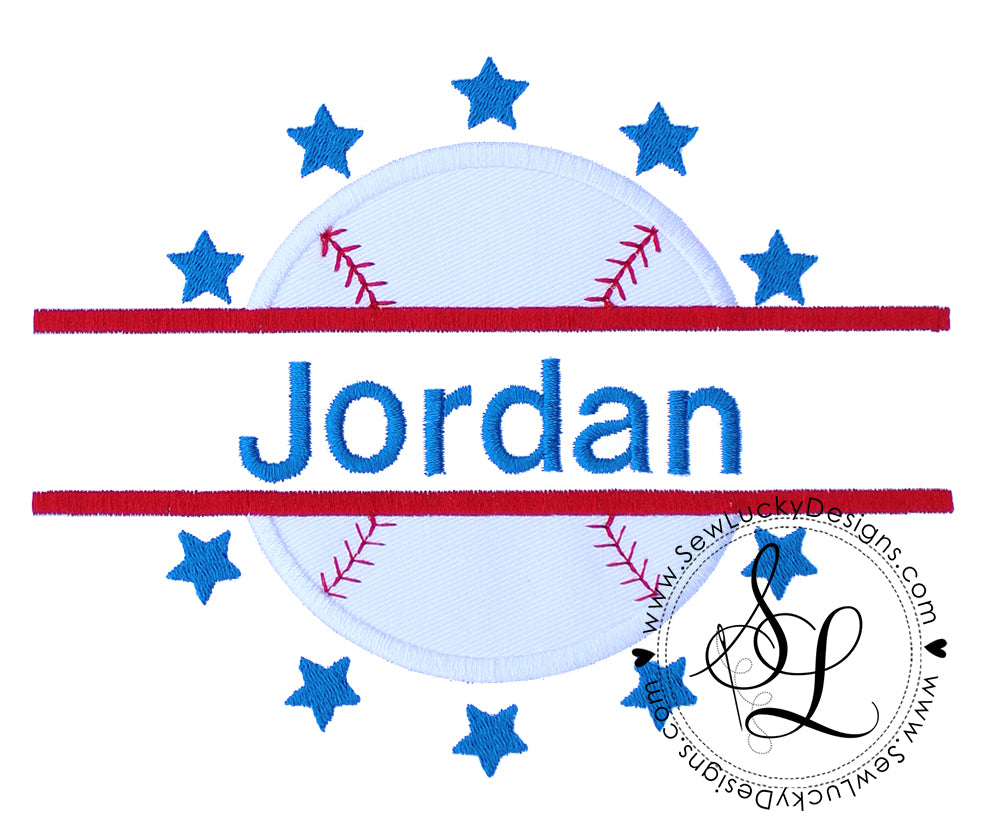 Split Baseball Softball Design Applique