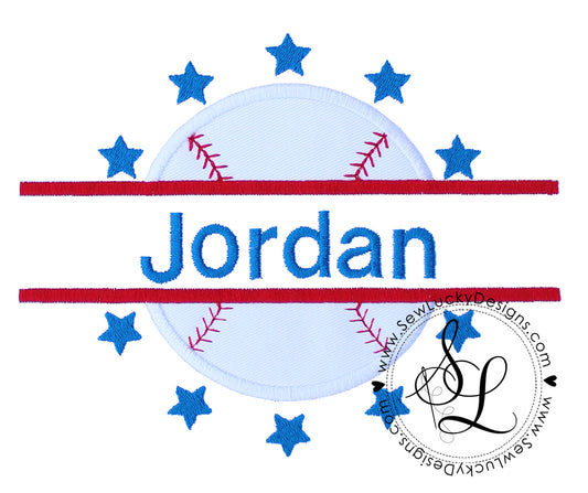 Split Baseball Softball Design Applique