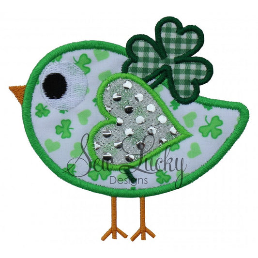 St Patricks Bird with Clover Applique
