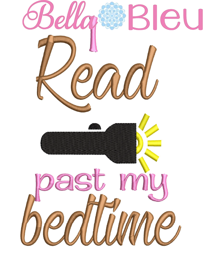 I read past my bedtime reading book pillow quote 3 sizes machine embroidery design