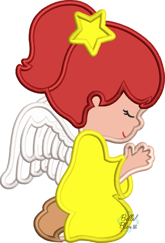 Praying Angel Applique Machine Embroidery Design Religious