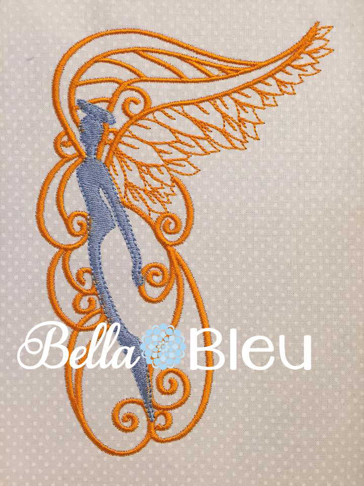 Beautiful Swirly Angel with Wings Machine Embroidery Design