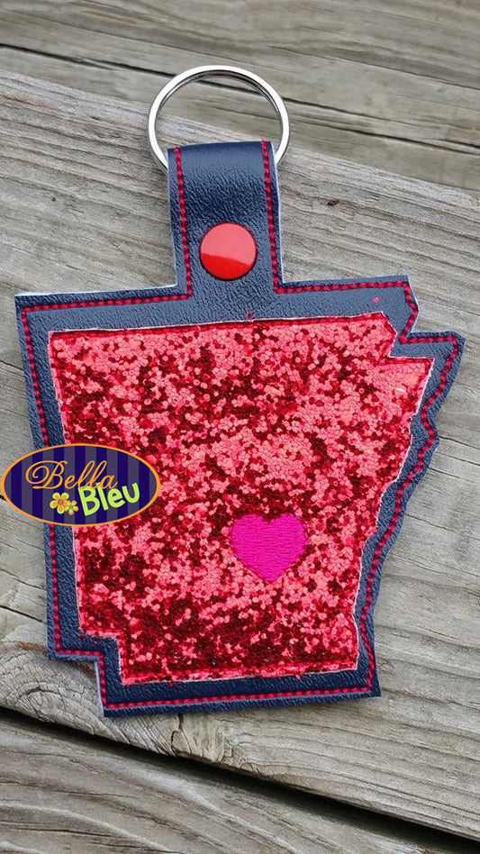 ITH in the hoop state of Arkansas Key fob luggage tag machine embroidery design