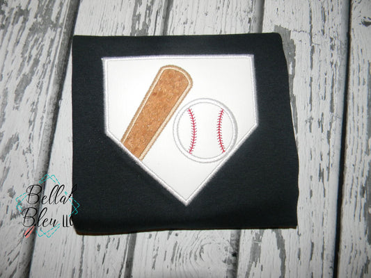 Softball Baseball Bat Ball Home Plate Machine Applique Embroidery Design