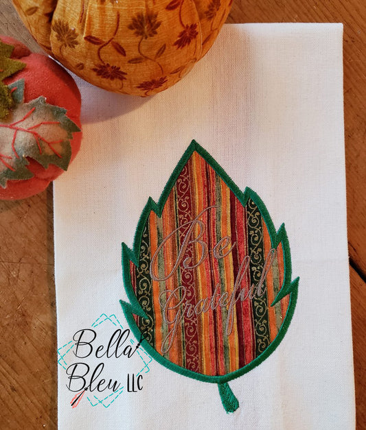 Fall Be Grateful Leaf Machine Applique design
