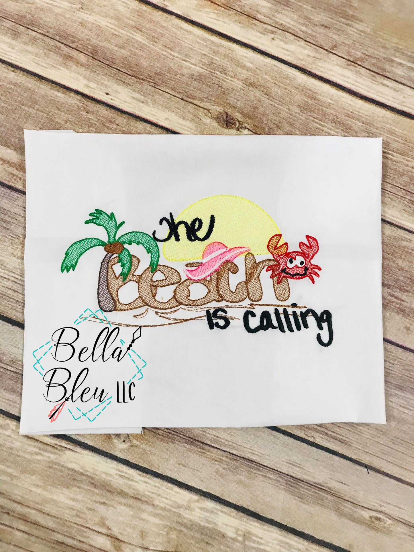 Beach is Calling Sketchy machine embroidery design