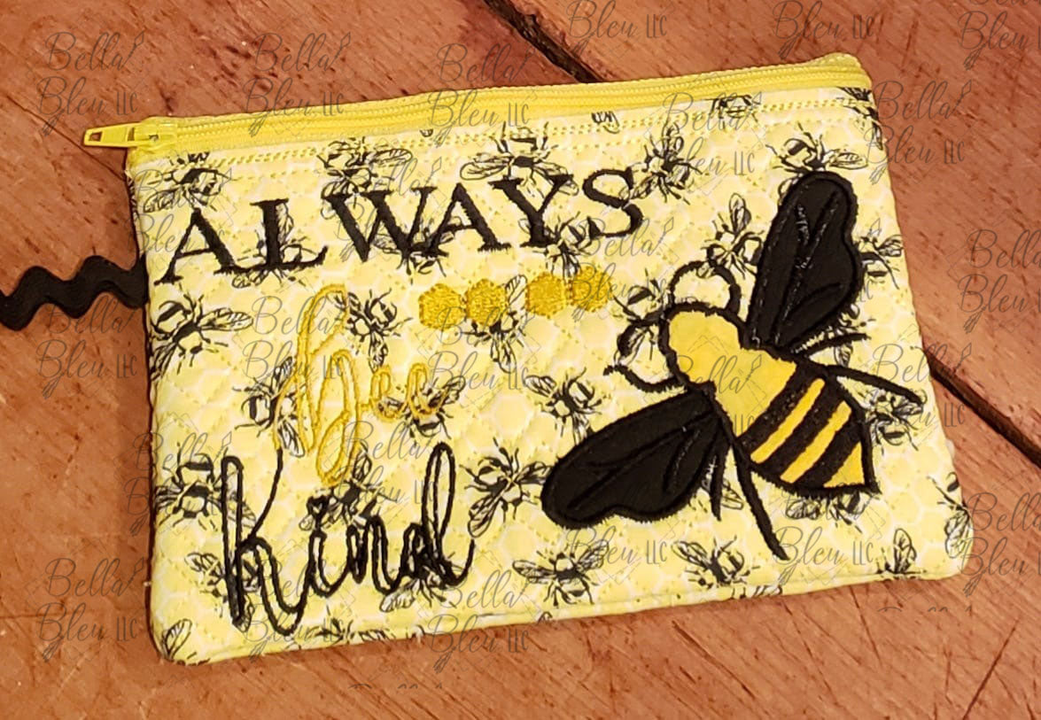 In the Hoop Bee Kind zipper bag Wallet