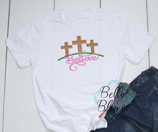 Cross Religious Believe Easter Applique Machine Embroidery Design