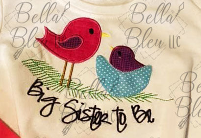 Big Sister to Be Bird Applique