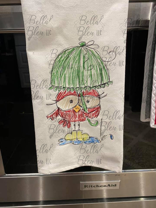 Bird and Umbrella Sketchy Scribble