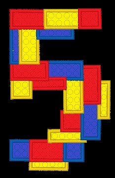 Birthday Number 5 Blocks Applique