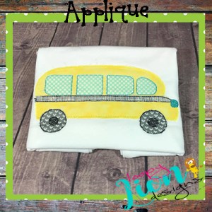 School Bus ZZ Raggy Applique Embroidery Design