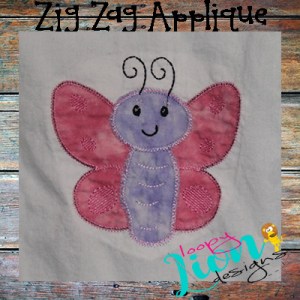 Butterfly ZZ Stitch Applique Embroidery Design