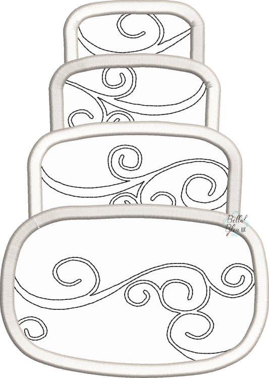 Wedding Cake Birthday Cake Machine Applique Embroidery Design