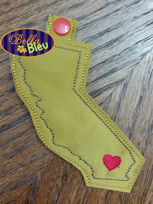 ITH In the hoop State of California Key fob luggage tag machine embroidery design
