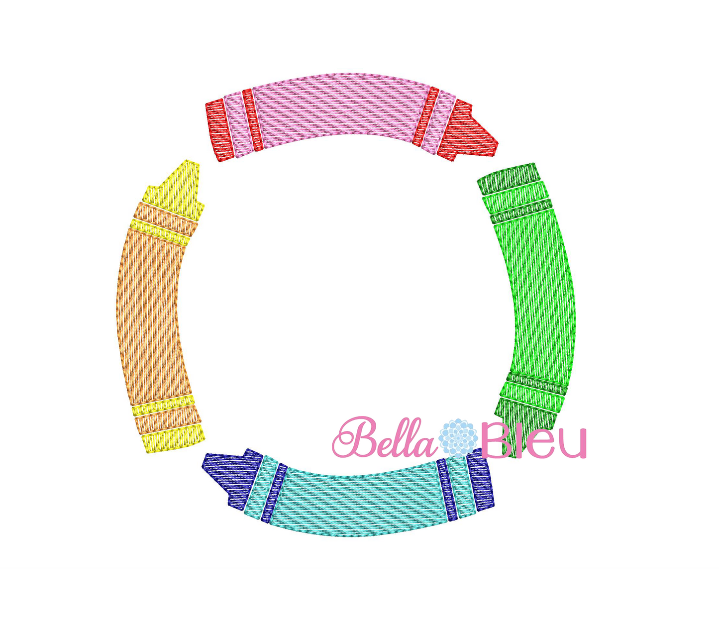 Sketchy Crayon Monogram Frame machine embroidery design