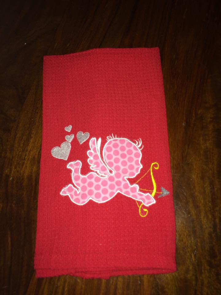 Cupid Cupids Arrow Going Through a Valentine Heart Applique Embroidery Design