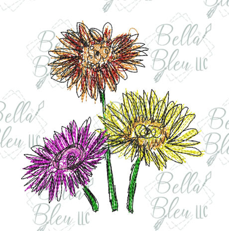 Gerber Daisy  Flower Scribble