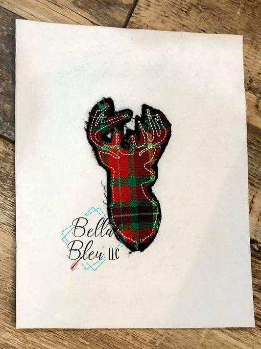 Raggy Deer head hunting bean stitch applique