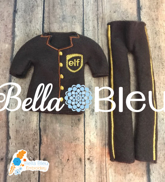 ITH Elf Package Delivery Uniform Sweater Shirt and Pants Machine in the hoop design