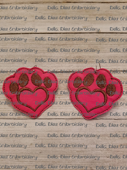 In the Hoop Dog Paw Heart  Earrings