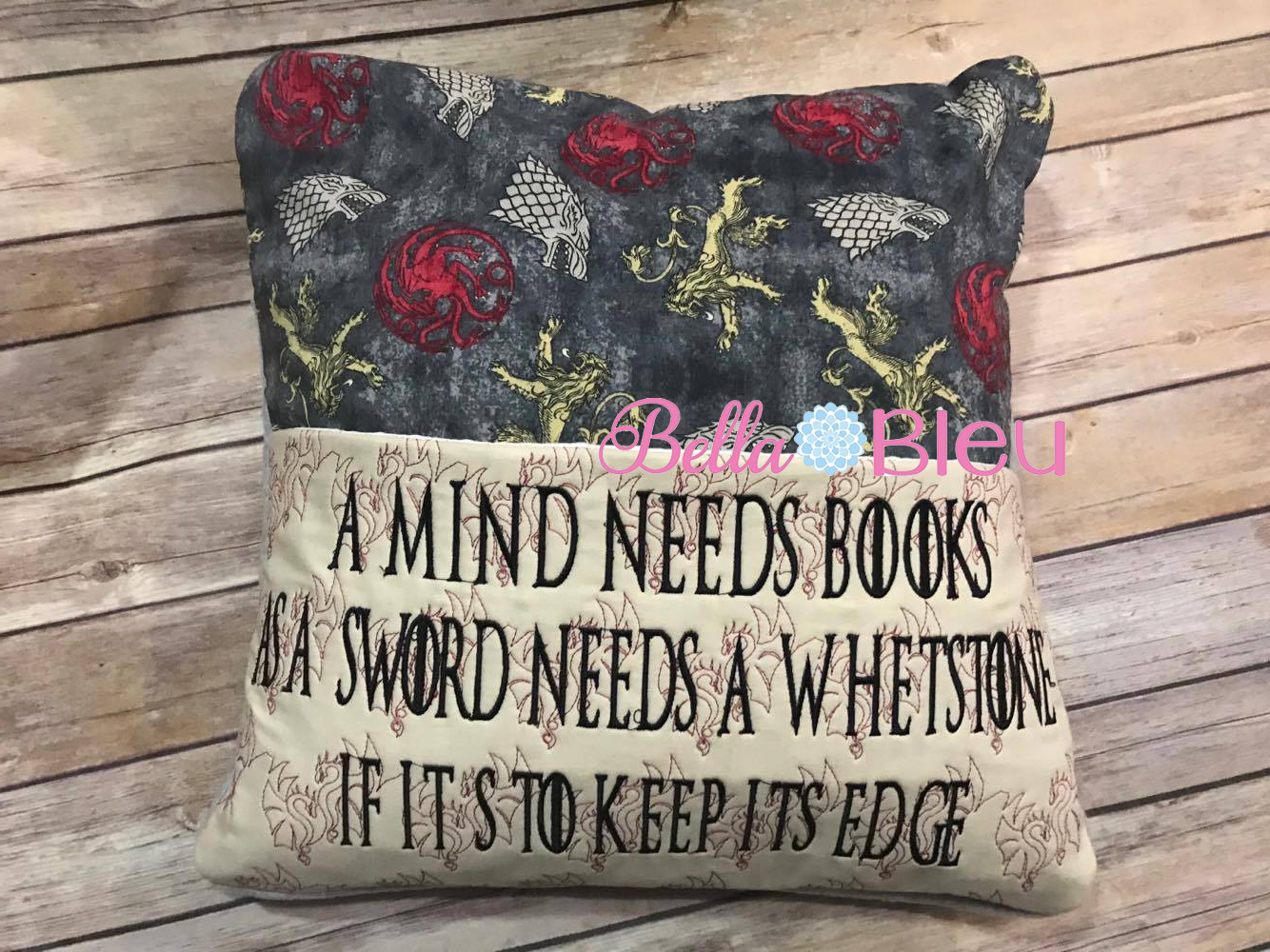 Inspired Game of Thrones 6x10 hoop Motif Dragon with Reading Book Saying Machine Embroidery design
