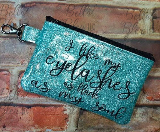 In the Hoop Black Eyelashes as black as my soul zipper bag Wallet
