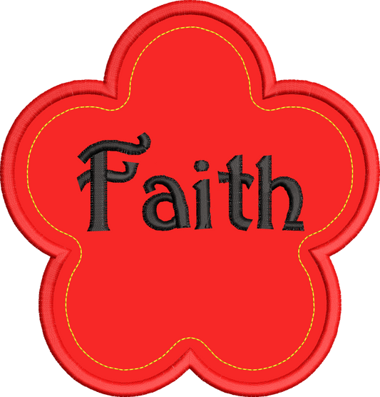 Faith Flower Religious Machine Applique Embroidery Design