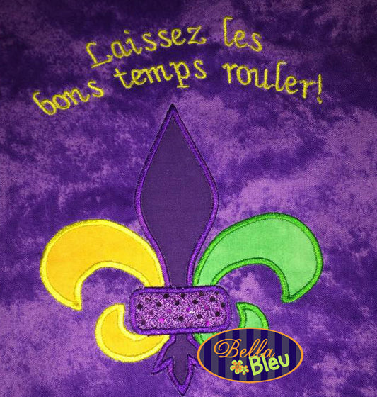 Mardi Gras Fleur de Lis Applique Machine Embroidery Design