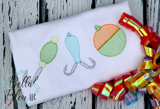 Sketchy Fishing Lures machine embroidery design
