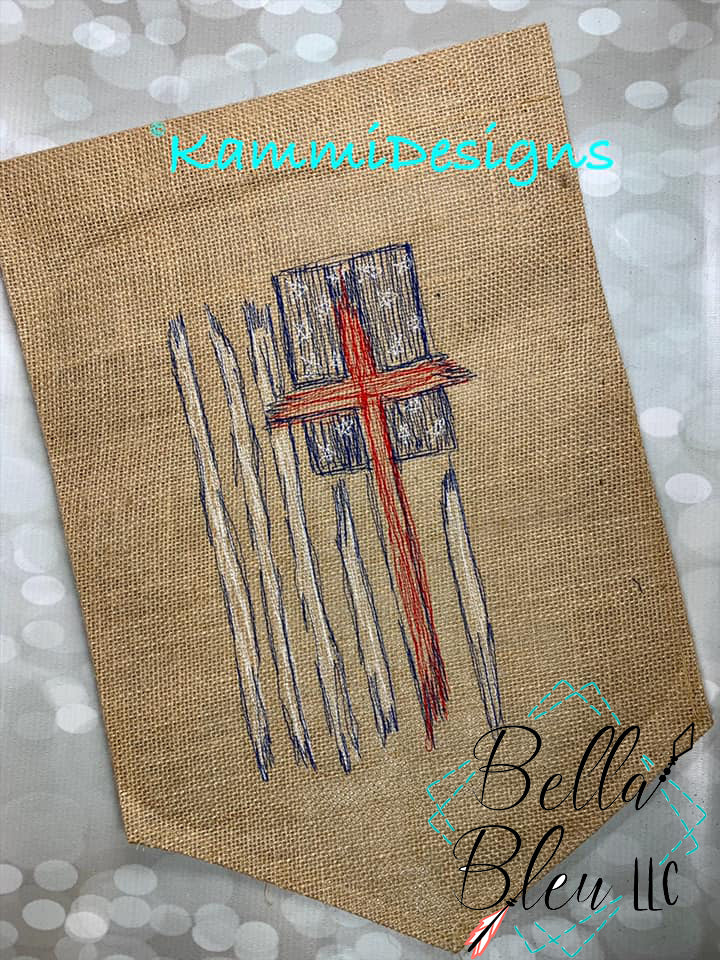 American Flag with Cross Scribble Sketchy