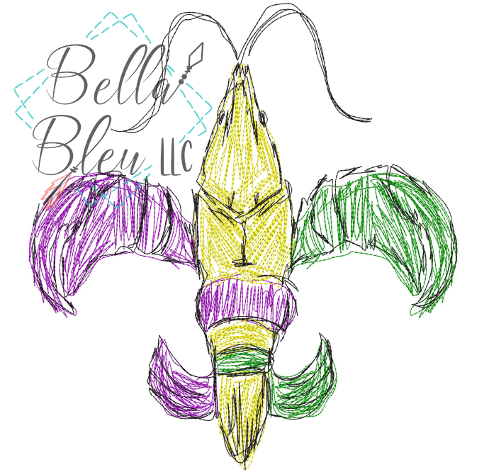 Fleur de Leis Crayfish Scribble