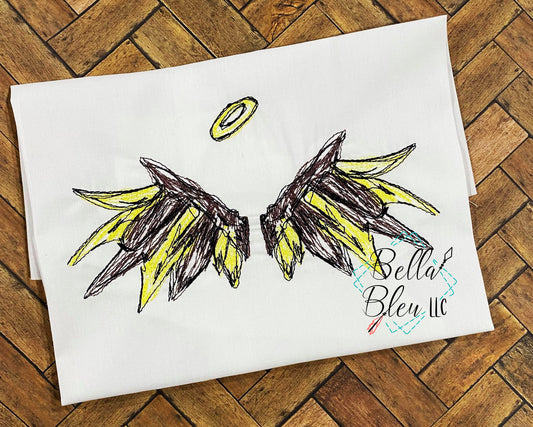 Gothic Angel Devil Wings Halo Halloween Scribble Sketchy